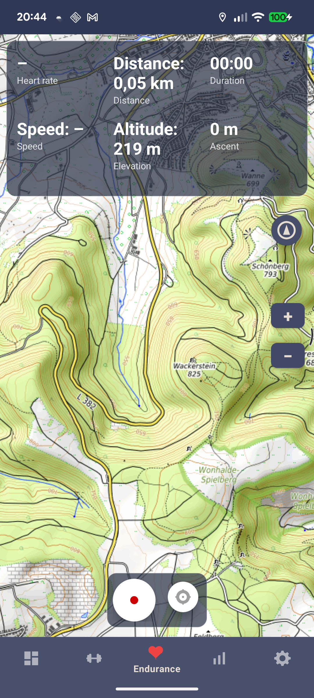 Outdoor GPS tracking screenshot